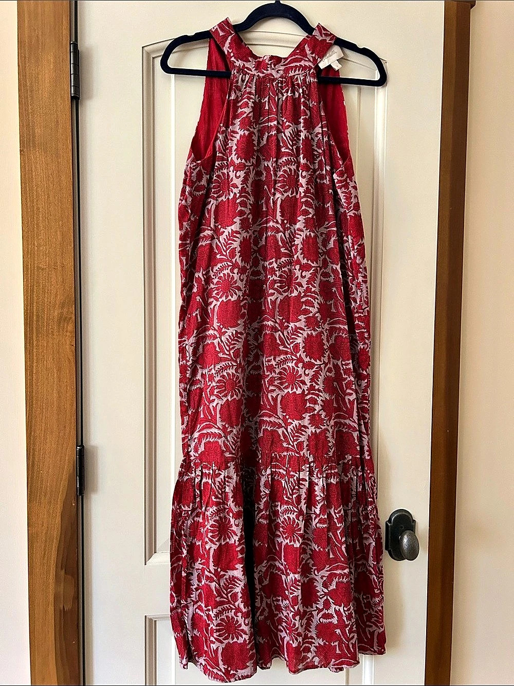 Cleobella Floral Printed Halter  Dress in Red & Gray Size Small Like New
